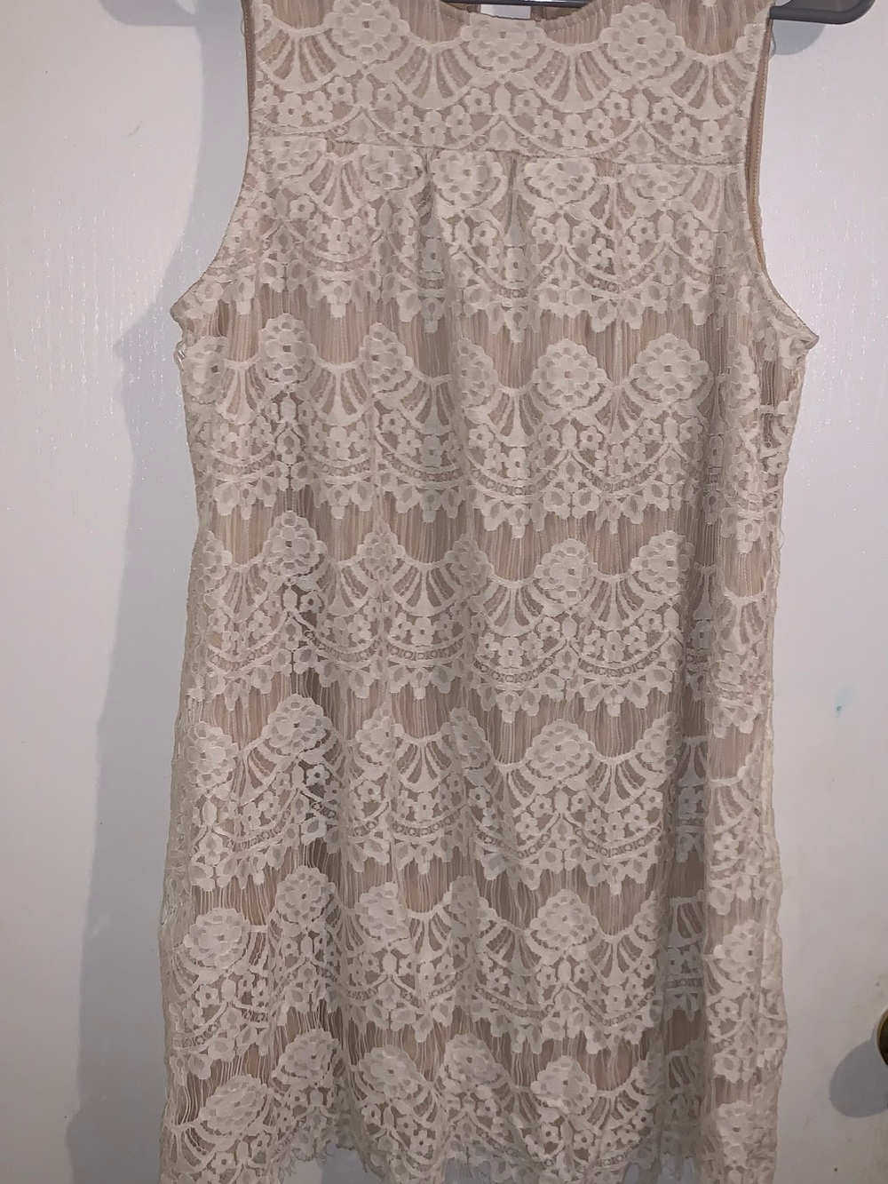 Speechless Women’s Cream Lace Sleeveless Shift Dress Size S